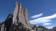 Die Vajolett&uuml;rme bestehen aus dem Delagoturm, dem Strabelerturm und dem Winklerturm. Die Delagokante ist eine der sch&ouml;nsten Klettertouren in den Dolomiten.