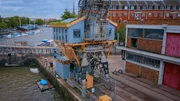 Ein bewohnbarer Kran in Bristol.