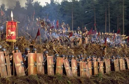 Die r&ouml;mischen Truppen unter General Maximus vor der Schlacht mit den Germanen.