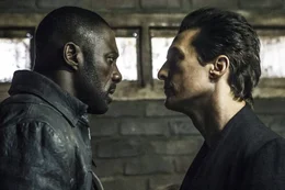 L-R: Roland Deschain (Idris Elba), Walter O'Dim (Matthew McConaughey).