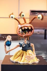 Team Morbid Masterminds' dish for the Halloween Makeover challenge, as seen on Food Network’s Halloween Wars, Season 7.