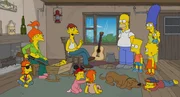 Brandine; Cletus; Homer; Bart; Lisa; Marge; Maggie