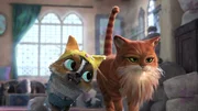 l-r: Kitty Softpaws ( Salma Hayek), Puss in Boots (Antonio Banderas)