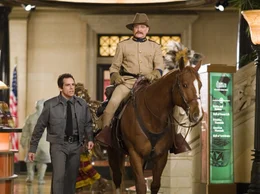 Larry Daley (Ben Stiller, l.); Teddy Roosevelt (Robin Williams, r.)
