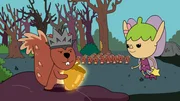 Twinkle (rechts) hat der Eichhörnchenkönigin (links) die magische Eichel überreicht. Doch statt, dass die Königin ihrem Volk damit hilft, wird diese nun zur Tyrannin.