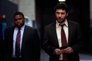 LAW & ORDER -- "Challenged" Episode 1901 -- Pictured: (l-r) Anthony Anderson as Det. Kevin Bernard, Jeremy Sisto as Cyrus Lupo -- NBC Photo: Will Hart.
