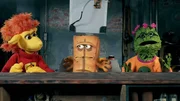 Chili das Schaf, Brotfluencer Bernd vor dem Facetuner-Gerät und Briegel der Busch.