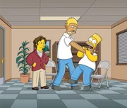 Denn sie wissen nicht, wen sie würgen: Dr. Zander (l.), Kareem Abdul-Jabbar (M.) und Homer (r.) ...