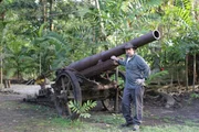 Professor Tony Pollard Inspects Type 96 150mm 'Pistol Pete' Artilery Gun