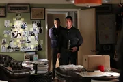 "Doctor Who" -- Nick (George Eads, front) visits Langston (Laurence Fishburne, back) at home, after Langston is identified as a possible suspect in the Dr. Jekyll murder investigation, on CSI: CRIME SCENE INVESTIGATION.