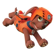 Labrador Zuma fühlt sich im Wasser zu Hause: Surfen, tauchen und schnelle Fahrten mit seinem Luftkissenboot sind sein Spezialgebiet. Eine weitere Lieblingsbeschäftigung von ihm ist vor allem eins: lachen!