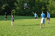 Recreation: Greg Henry playing football with friends.Talent, L-R:  Rodney Richards, Patrick Canavan, Thomas Beheler, Arrington Foster, Michael Cain.