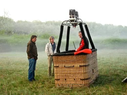 Kameramann Josef Neuper, Regisseur Franz Hafner, Ballonfahrer Josef Huber.