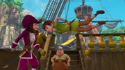 Peter Pan sagt Captain Hook gehörig seine Meinung und Smee hört interessiert zu. Peter Pan sagt Captain Hook gehörig seine Meinung und Smee hört interessiert zu.