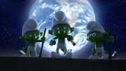 Auf dem Mond begegnen die Schlümpfe drei der Mondbewohnern, die ihnen zunächst nicht gerade freundlich gesinnt sind. Auf dem Mond begegnen die Schlümpfe drei der Mondbewohnern, die ihnen zunächst nicht gerade freundlich gesinnt sind.