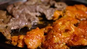 Meat plate from Victory in New Orleans, as seen on Food Network's Mystery Diners, Season 9.