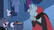 Tom (l.), Jerry (2.v.l.), Count Dracula (r)