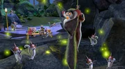 Das sieht gar nicht gut aus! Die Truppe um King Julien soll an das Tentakelmonster verfüttert werden. Da King Julien (hinten r.) sich auf einen Deal mit Fauna (hinten l.) eingelassen hat, bleibt er verschont. Doch für Maurice (vorne) sieht das anders aus.
