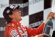 Ayrton Senna at GP de Belgique in Spa Francorchamps, Belgium in 1991.