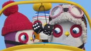 Pilotin Mami fliegt die Piepmatz-Bande auf ihrer Expedition zu den Höhlenmalereien.