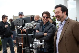 Im Gespr&auml;ch: Regisseur James Mangold, r. und Tom Cruise, 2.v.r.