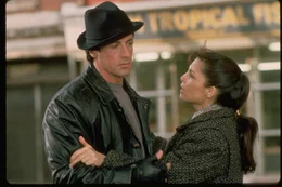 L-R: Sylvester Stallone as Rocky Balboa and Talia Shire as Adrian.