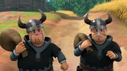 Die Zwillinge des Sheriffs wollen Wikinger werden. Sie freuen sich vor allem auf das leckere Essen bei den Wikingern.