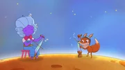 Der Fuchs merkt, dass Musizieren nicht einfach ist.