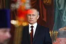 Der russische Pr&auml;sident Putin beim Oster-Gottesdienst in der Moskauer Christ-Erl&ouml;ser-Kathedrale.