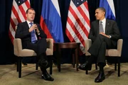 Russian President Dmitry Medvedev meets with US President Barack Obama on the sidelines of the APEC summit. The Asia-Pacific Economic Cooperation (APEC) summit meeting in Honolulu, Hawaii.