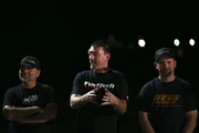 Jeff Lutz, Daddy Dave and Shane at the drivers meeting on race night.