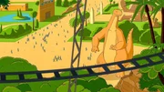 Tom ist in Paris im Vergnügungspark unterwegs.