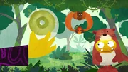 Nitso geht in einen Dschungel und sucht einen Orang-Utan. Nitso geht in einen Dschungel und sucht einen Orang-Utan.