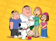 (16. Staffel) - Die Griffins aus Quahog, Rhode Island: Chris (l), Peter (2.v.l.), Lois (2.v.r.), Meg (r.), Brian (vorne l.) und Stewie (vorne r.).