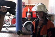 Daniela Schubert bei der Feuerwehrübung in Unterfranken. Daniela Schubert bei der Feuerwehrübung in Unterfranken.