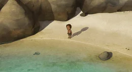 Ein Kind am Strand