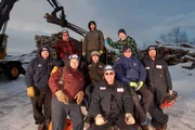 Pelletier brothers and sons on a worksite at the Pelletier's vast logging operation in Northern Maine.