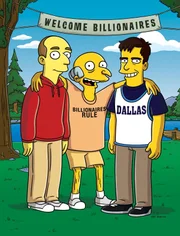 Mr. Burns (M.) gewinnt bei einem Pokerspiel das Basketball-Team Austin Celtics. Nachdem er den schrillen Dallas Mavericks-Besitzer Mark Cuban (r.) erlebt hat, möchte auch Burns mit einem spektakulären Rahmenprogramm sein Team zu neuem Ruhm führen. Er beschließt, ein super-modernes Stadion zu bauen ...