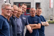 Seven firefighters at the Fürstenwalde/Spree fire station.