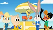 v.li.: Lola Bunny, Porky Pig, Tweety, Bugs Bunny, Daffy Duck