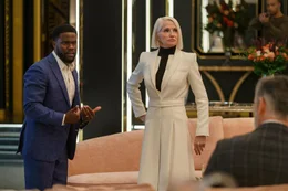 Teddy (Kevin Hart, l.); Die Vermittlerin (Ellen Barkin, r.)