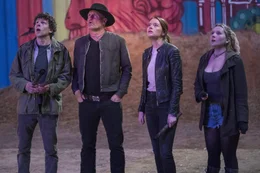 Columbus (Jesse Eisenberg), Tallahassee (Woody Harrelson), Wichita (Emma Stone) and Little Rock (Abigail Breslin) in Columbia PIctures' ZOMBIELAND: DOUBLE TAP.
