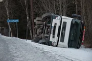 ORKANGER, NORWAY - "Wasted" - Truck on its side.