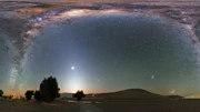Am dunklen Nachthimmel sind die Milliarden Sterne der Milchstraße gut erkennbar. Doch eine Lichtverschmutzung, verursacht durch viele künstliche Lichtquellen, gefährdet die Sichtbarkeit der Galaxis. Am dunklen Nachthimmel sind die Milliarden Sterne der Milchstraße gut erkennbar. Doch eine Lichtverschmutzung, verursacht durch viele künstliche Lichtquellen, gefährdet die Sichtbarkeit der Galaxis.
