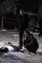 Weihnachten steht vor der T&uuml;r, doch von Besinnlichkeit keine Spur: Beckett (Stana Katic, r.) und Castle (Nathan Fillion, M.) sollen den Mord an einem Mann im Weihnachtsmannkost&uuml;m aufkl&auml;ren ...