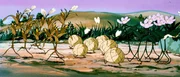 Auch Blumen und Gräser, Bäume und Büsche, Vögel und Schmetterlinge schließen sich dem Zug nach Lappland an.