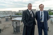 L-R:  Boris Shcherbina (Stellan Skarsg&aring;rd) and Valery Legasov (Jared Harris)