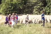 Die Landfrauen beim Hofrundgang mit Regina Steiners Mann Thomas.