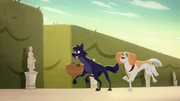 Belfort und Lupin pflücken Gras um daraus eine Suppe gegen die Bauchschmerzen zu kochen.