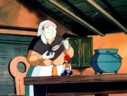 Die Finnen-Malin freut sich über Nils' und Krümels Besuch und gibt den Hungrigen reichlich zu essen.